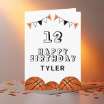 Basketball Ball Bunting Flags Kids Birthday Card<br><div class="desc">Basketball Ball Bunting Flags Kids Birthday Card. The design has basketball balls and birthday party bunting flags in orange,  black and white colours. Add your name,  age and text and make your own birthday card. Great for boys and girls who love basketball.</div>