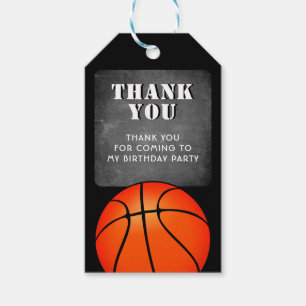 Basketball Ball Chalkboard Birthday Thank you Gift Tags