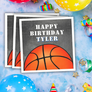 Basketball Ball Chalkboard Photo Birthday Napkin