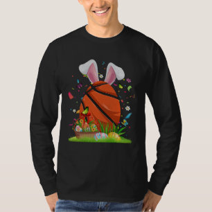 Basketball Ball Egg & Bunny Ears Happy Easter Day T-Shirt