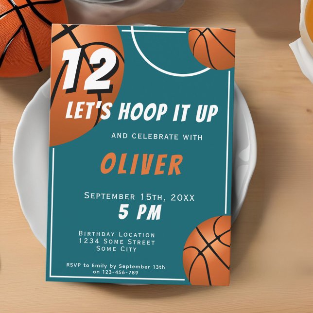 Basketball Ball Fun Sports Kids Birthday  Invitation (Creator Uploaded)