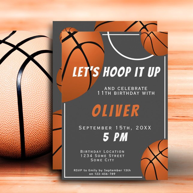 Basketball Ball Fun Sports Kids Birthday Invitation (Creator Uploaded)