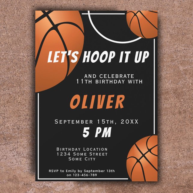 Basketball Ball Fun Sports Kids Birthday Invitation (Creator Uploaded)