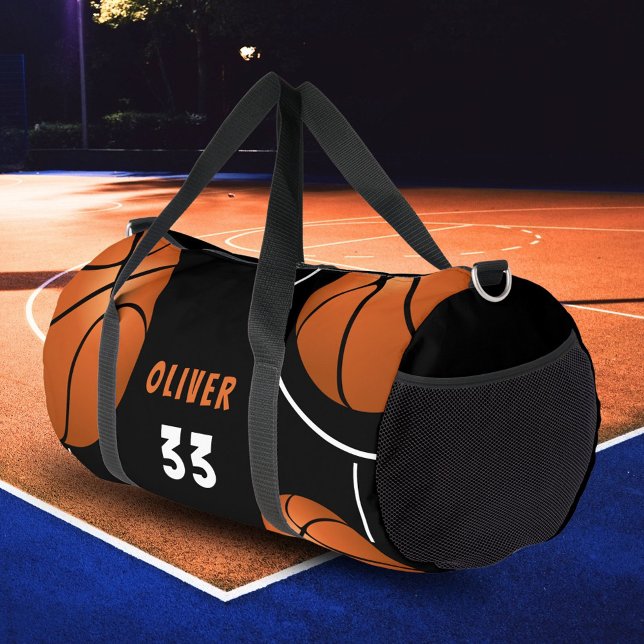 Basketball Ball Fun Sports Player Name Number Duffle Bag (Creator Uploaded)
