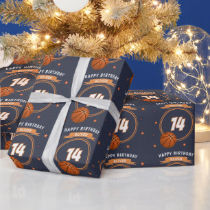 Basketball Ball Happy Birthday Sports Wrapping Paper