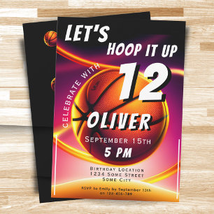 Basketball Ball Hoop it up Sports Birthday  Invitation