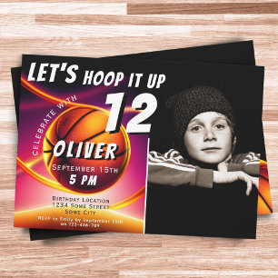 Basketball Ball Hoop it up Sports Photo Birthday  Invitation
