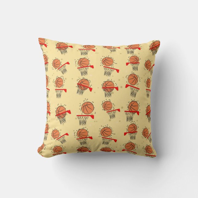 Basketball - Ball & Hoop Seamless Pattern Cushion (Front)