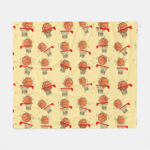 Basketball - Ball & Hoop Seamless Pattern Fleece Blanket