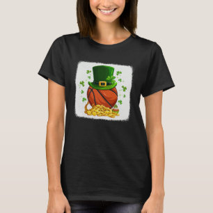 Basketball Ball Leprechaun Hat Shamrock Irish St P T-Shirt