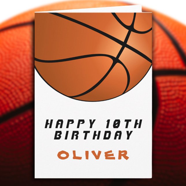 Basketball Ball Modern Boy Happy Birthday Card (Creator Uploaded)