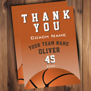 Basketball Ball Orange Sports Thank you Coach Card
