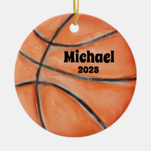 Basketball Ball Ornament, Ornament, Kids Sports Ceramic Tree Decoration