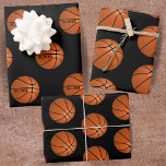 Basketball Ball Pattern Black Kids Name Sports  Wrapping Paper Sheet<br><div class="desc">Basketball Ball Pattern Black Kids Name Sports Wrapping Paper Sheets. Personalise with your name or erase it. Great as a gift wrap for birthday or Christmas.</div>