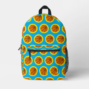 Basketball Ball Pattern Blue Yellow Bold Modern Printed Backpack