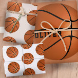 Basketball Ball Pattern Kids Name Birthday Wrapping Paper Sheet<br><div class="desc">Basketball Ball Pattern Kids Name Birthday Wrapping Paper Sheets. Personalise with your name or erase the text.</div>