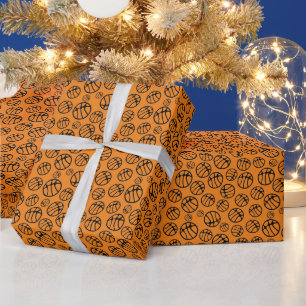 Basketball Ball Pattern Orange Wrapping Paper