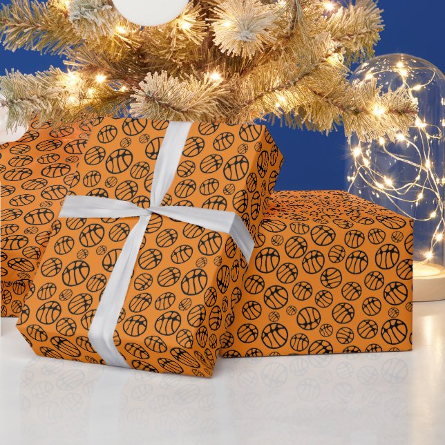 Basketball Ball Pattern Orange Wrapping Paper (Holidays)