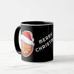 Basketball Ball Red Santa Hat Merry Christmas  Mug