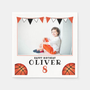 Basketball Ball Sports Boy Photo Birthday Napkin