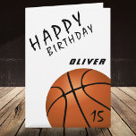Basketball Ball Sports Boys Happy Birthday Card<br><div class="desc">Basketball Ball Sports Boys Happy Birthday Card. Modern basketball birthday card for anyone who loves basketball. Personalise with your name and age on the ball.</div>