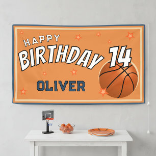 Basketball Ball Sports Happy Birthday Backdrop Banner