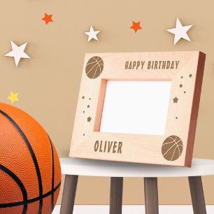 Basketball Ball Sports Happy Birthday Etched Frames