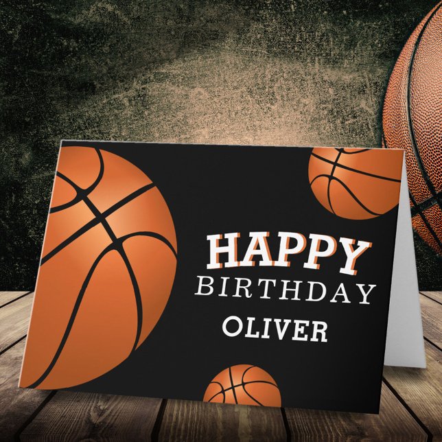 Basketball Ball Sports Happy Birthday Kids Card (Creator Uploaded)