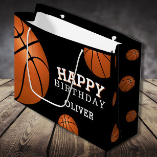 Basketball Ball Sports Happy Birthday Name Large Gift Bag
