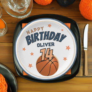 Basketball Ball Sports Happy Birthday  Paper Plate