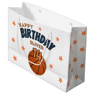 Basketball Ball Sports Happy Birthday Party Large Gift Bag
