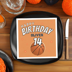 Basketball Ball Sports Happy Birthday Party Napkin
