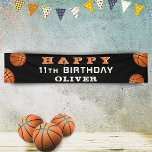 Basketball Ball Sports Kids Birthday Party Banner<br><div class="desc">Basketball Ball Sports Birthday Party Banner. Basketball balls on a black background. Personalise the banner with your name and make a cool birthday party banner for a boy or a girl who loves basketball.</div>