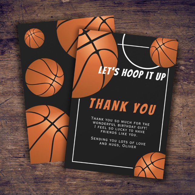 Basketball Ball Sports Kids Birthday Thank You Card (Creator Uploaded)