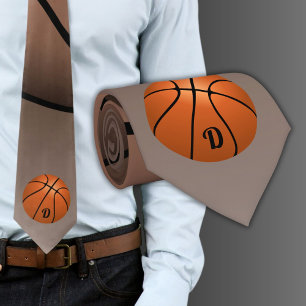 Basketball Ball Sports Monogram Tie