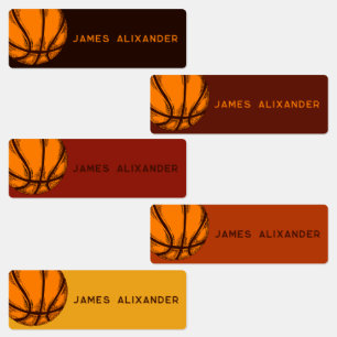 Basketball Ball Sports Simple Name Kids' Labels