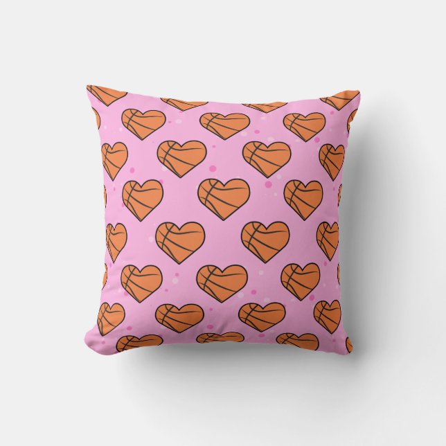 Basketball Ball Texture In Heart Shape - Pattern Cushion (Front)