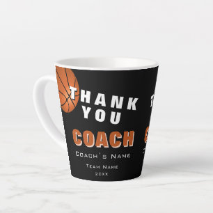 Basketball Ball Thank you Coach  Latte Mug