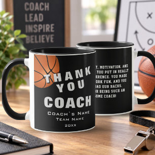 Basketball Ball Thank you Coach Note Mug