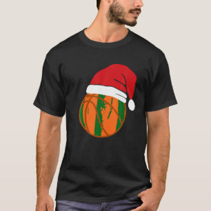 Basketball Ball With Santa Hat Christmas Pajama T-Shirt