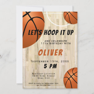 Basketball Ball Wood Floor Sports Kids Birthday Invitation