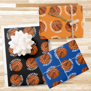 Basketball Balls Kids Name Sports Merry Christmas Wrapping Paper Sheet