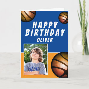 Basketball Balls Sports Kids Happy Birthday Photo Card