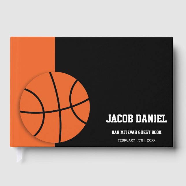 Basketball Bar Mitzvah Guest Book (Front)