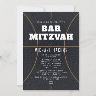 Basketball Bar Mitzvah Invitation Sports Theme