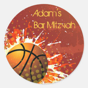 Basketball Bar Mitzvah Invitation Sticker Seal