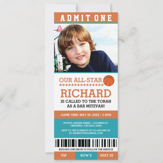 Basketball Bar Mitzvah Invites (Front)