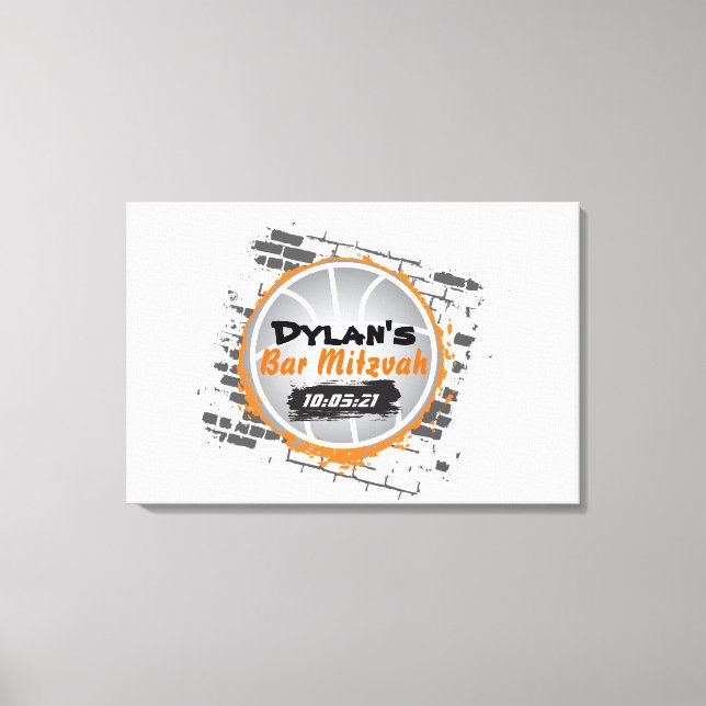 Basketball Bar Mitzvah Sign In Memory Board (Front)