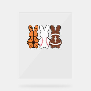 Basketball Baseball Football Sports Easter Bunny R Acrylic Sign