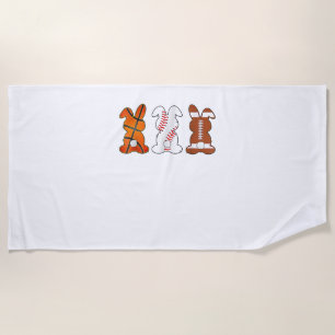 Basketball Baseball Football Sports Easter Bunny R Beach Towel
